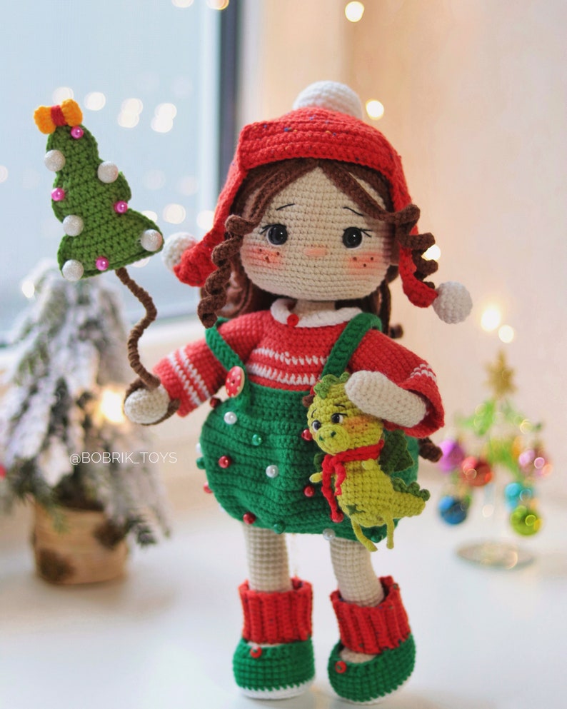 PATTERN:Christmas cute doll, crochet pattern amigurumi, doll pattern, pdf English tutorial image 3