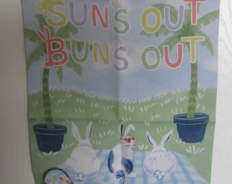 NWT/Easter Bunny Rabbit Garden Flag/Suns Out Buns Out/Bunny Rabbit Picnic/Colorful/FREE SHIPPING 2-Sided Flag /Fade Resistant Flag/Colorful