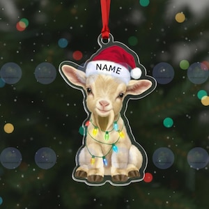 Personalisierte Ziege 2D Flache Verzierung, kundenspezifische Baby Ziege Weihnachtsdekor, Bauernhof Tier Weihnachtsbaum-Aufhänger, rustikale Bauernhaus Urlaub Andenken Geschenk