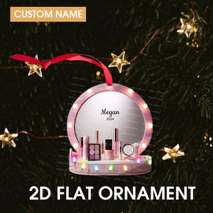 Personalisierte Set Make-up 2D Flache Acryl Verzierung, Make-up Artist Weihnachtsverzierung, Make Up Ornament für Mädchen, Geschenke, Make-up Artist, Make-up-Set