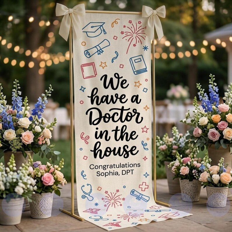 Doctor Prom Sign Doctor Graduation Banner Personalized Congrats Grad Sign Medical School ...