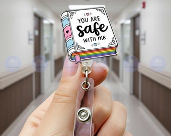 You Are Safe-badgehaspel, regenboogboekbadgehouder, inclusief cadeau verpleegkundige, Pride Medical ID-clip, badgehaspel leraar bibliothecaris