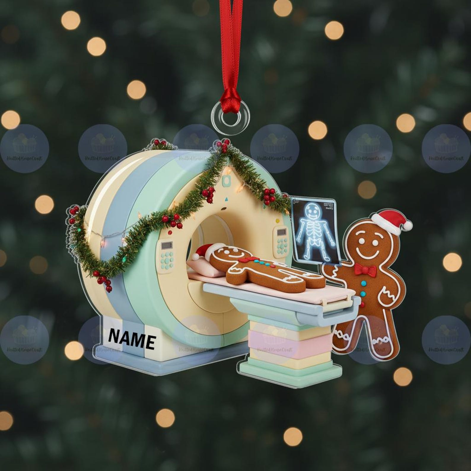 Personalized Gingerbread MRI 2D Flat Ornament, Radiology Tech Christmas ...