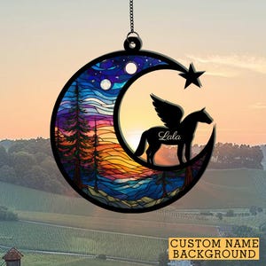 Pferd Gedenk Suncatcher Ornament, Pferd Suncatcher, Haustier Gedenkstätte, personalisiertes Pferd Verlust Geschenk, benutzerdefinierter Pferd Name Suncatcher, Housewarming Geschenk