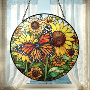Mother Gift Monarch Butterfly Glass Suncatcher Gifts For Mom Women Light Catcher Sun Room Decor Village Sun Catcher Butterfly Sunflower Art