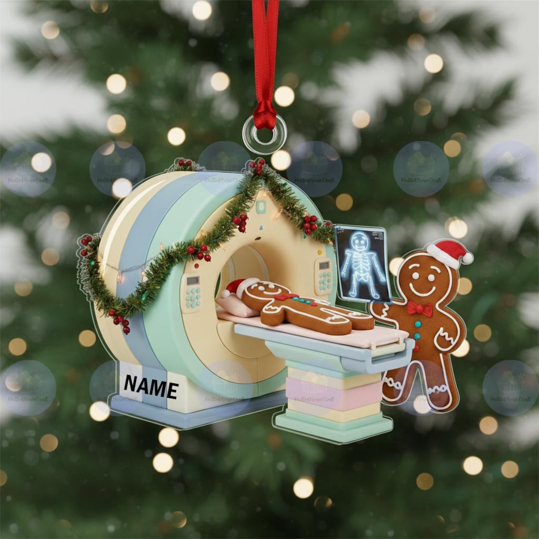Personalized Gingerbread MRI 2D Flat Ornament, Radiology Tech Christmas ...