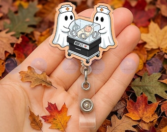 Halloween-Ausweishalter für Neonatologie-Krankenschwestern, Geister-Ausweishalter für Neonatologie-Krankenschwestern, Ausweishalter für die Neonatologie, Ausweis für den Inkubator, Geschenk für Krankenschwestern, Medizinisches Personal