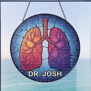 Personalized Lungs Suncatcher Window Hanging, Lungs Glass Decor, Medical Decor, Gift for Pulmonologists And Respiratory Care Professionals