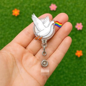 LGBT Pride Goose Badge Reel, Funny Rainbow ID Clip, Cute LGBTQ Work Accessory, Badge Holder Gift for Nurses, Teacher, Office Accessory Gifts