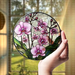 Orchidee Suncatcher, Orchidee Glas Fenster hängend, Blumen-Liebhaber-Dekor, natürliche Liebhaber Geschenk, Wohnkultur, Orchidee Suncatcher, Muttertagsgeschenk