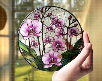Orchid Flower suncatcher, Orchid Glass Window Hanging, Flower Lover Decor, Natural Lover Gift, Home Decor,Orchid Suncatcher,Mothers Day Gift