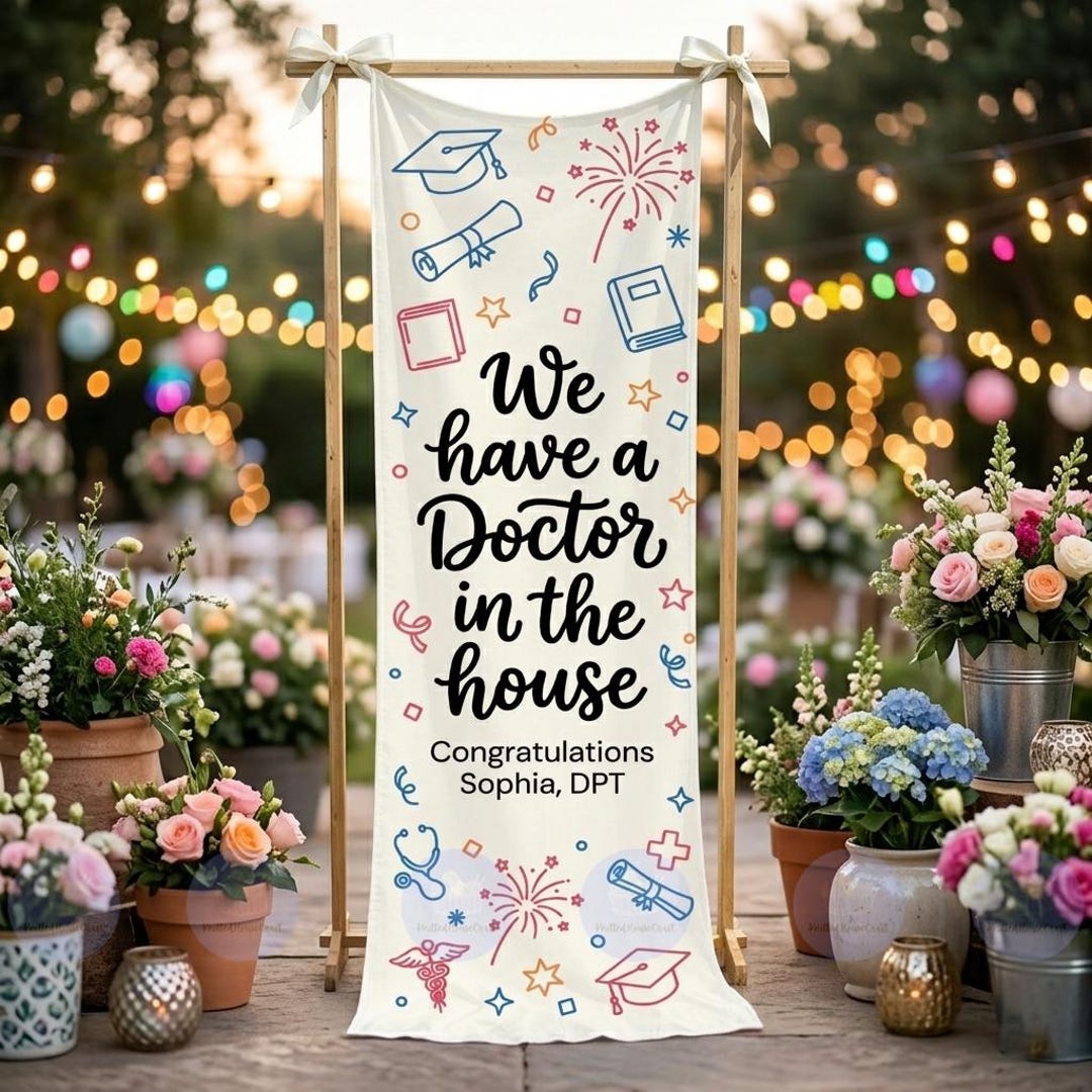 Doctor Prom Sign Doctor Graduation Banner Personalized Congrats Grad Sign Medical School ...