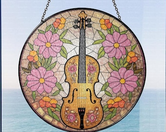 ヴァイオリン：ステンドグラス風の窓飾り - Etsy 日本