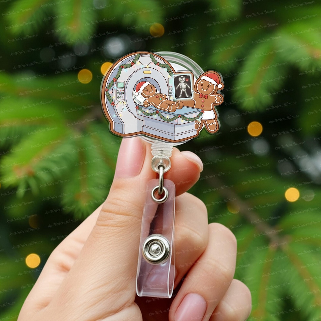 Gingerbread MRI Badge Reel, Cute Radiology Tech Christmas Gift, Funny ...