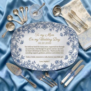 Mother of the Bride Platter, Personalized Wedding Day Gift for Mom, Custom Message Keepsake Plate from Daughter, Bridal Gift, Wedding Venue