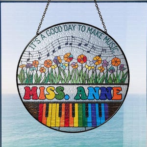 Personalized Teacher Music Suncatcher, Teacher Music Glass Window Hanging, Teacher Gift, Music Lover, Thank You Teacher,Teacher Appreciation