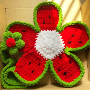 Handmade Crochet Watermelon Bag, Crochet Tote Bag, Flower Tote Bag, Travel Bag, Summer Bag, Watermelon Shoulder Bag