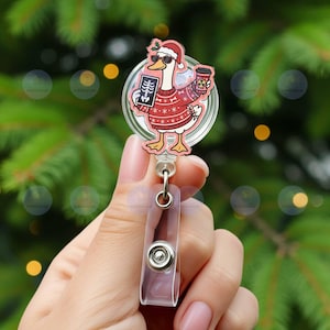 Bobine d&#39;insigne de radiologie Christmas Goose, support d&#39;identification Rad Tech drôle, clip pour étiquette d&#39;identification de radiologue, cadeau tech radiologie, clip pour badge infirmière médecin, cadeau de travail