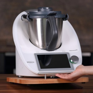 Sliding board for Thermomix TM5 TM6 - Accessories - with handle - Wood, beech - Black - White - Gray