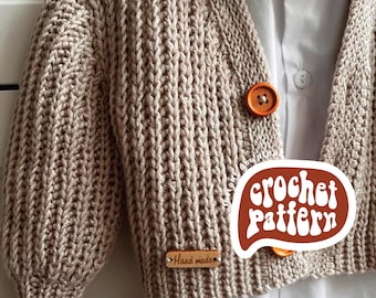 CROCHET PATTERN ⋅ Baby & Kids Cardigan ⋅ Newborn - 8 years old ⋅ Advanced Beginner Level ⋅ Ribbed Texture Cardigan Pattern