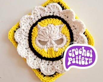 Cat Skull Crochet Pattern: Halloween Applique, Granny Square, Flower (PDF Download)