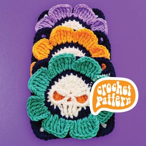Skull Grandma Square Häkelanleitung: 2-in-1 Halloween PDF für fortgeschrittene Anfänger
