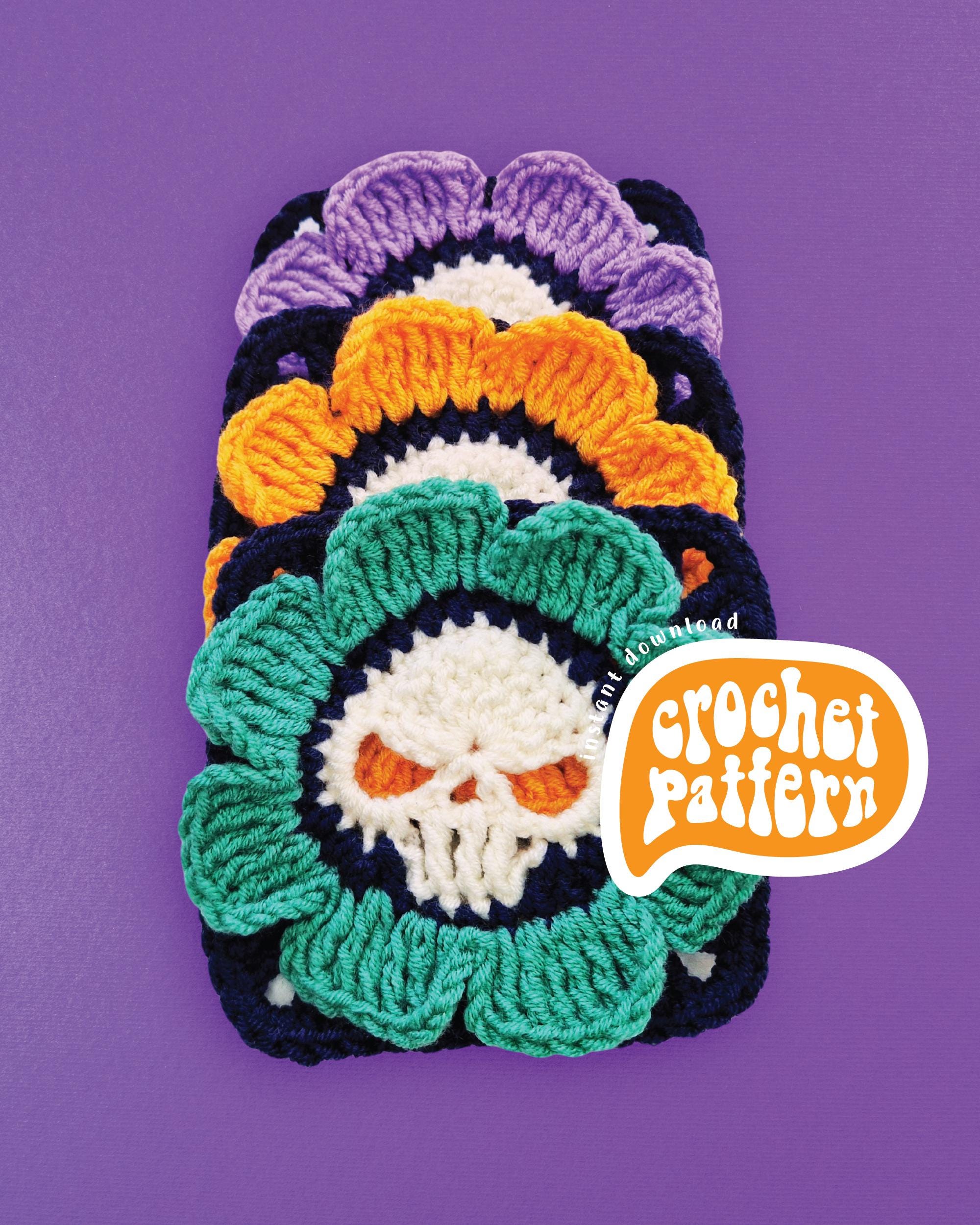 Skull Granny Square Crochet Pattern: 2-in-1 Halloween PDF
