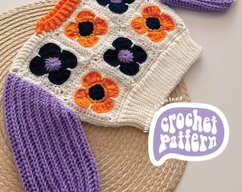 Floral Granny Square Crochet Sweater Pattern: Baby & Kids (PDF Pattern)