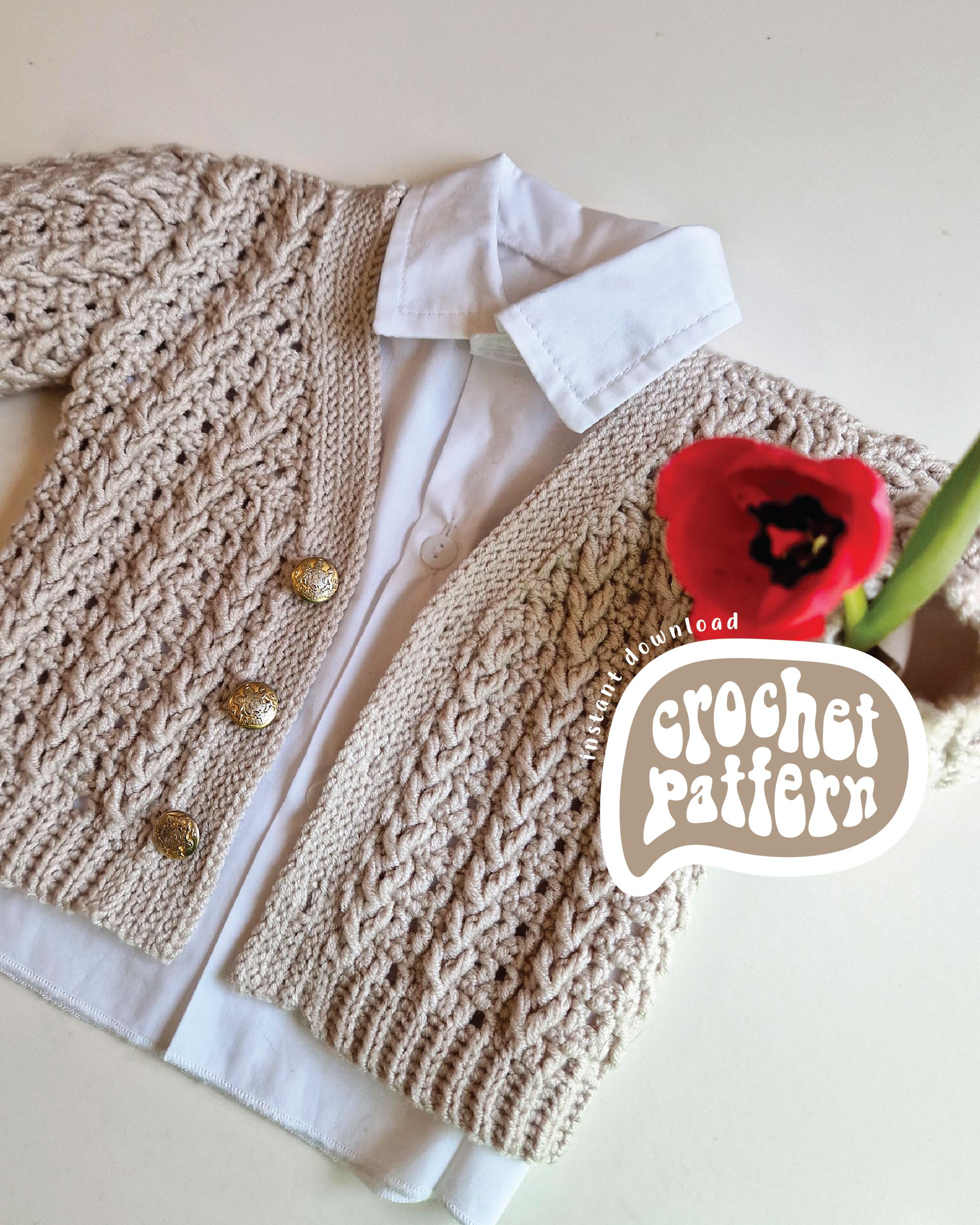 30 Crochet Patterns for Babies and Kids That Are Too Cute to Miss 12 Airy Texture Cardigan for Baby and Kids