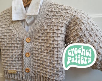 Bumpy Texture Crochet Cardigan Pattern: Baby & Kids (Newborn - 8 Years) (PDF Pattern)