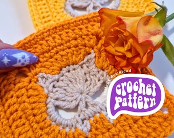 Cat Skull Crochet Pattern: Square & Applique (PDF Download, Intermediate/Advanced Level)