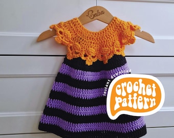 Crochet Halloween Dress Pattern: Skull Yoke, Baby to 8 Years (PDF Pattern)