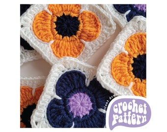 Floral Granny Square Crochet Pattern: Beginner Spring Flower (PDF Pattern)