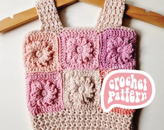Margaret Top Crochet Pattern: Baby & Kids Flower Granny Square (PDF Pattern)