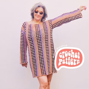 Patrón de vestido de crochet inspirado en Taylor Swift: Cambios de color fáciles, tallas XS-XXXL (patrón en PDF)