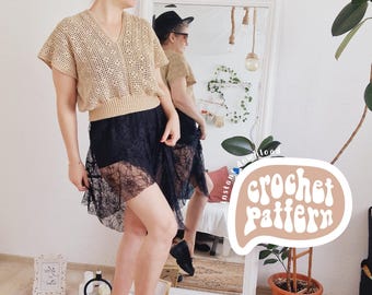Flower Filet Crochet Top PATTERN – Customizable XS-2XL Summer (PDF Pattern)