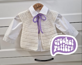 Crochet Cardigan Pattern: Baby & Kids Beginner Vest (PDF Pattern)