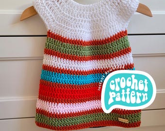 Crochet Dress Pattern: Baby & Kids Striped Round Yoke (PDF Pattern)