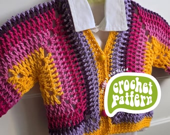 Crochet Hexagon Cardigan Pattern: Beginner Friendly, Newborn to 14 Years (PDF Pattern)