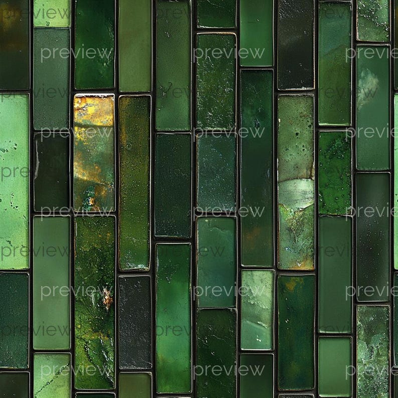 Dollhouse 1:12 Scale Ceramic Tiles x 8 A4 Printable Sheets - Navy Blue, Forest Green, Rustic Floor and Wall Patterns, Seamless Tile Design