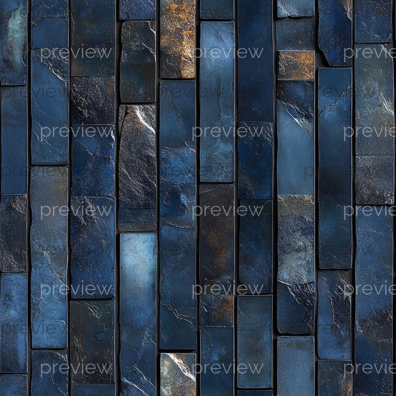 Dollhouse 1:12 Scale Ceramic Tiles x 8 A4 Printable Sheets - Navy Blue, Forest Green, Rustic Floor and Wall Patterns, Seamless Tile Design