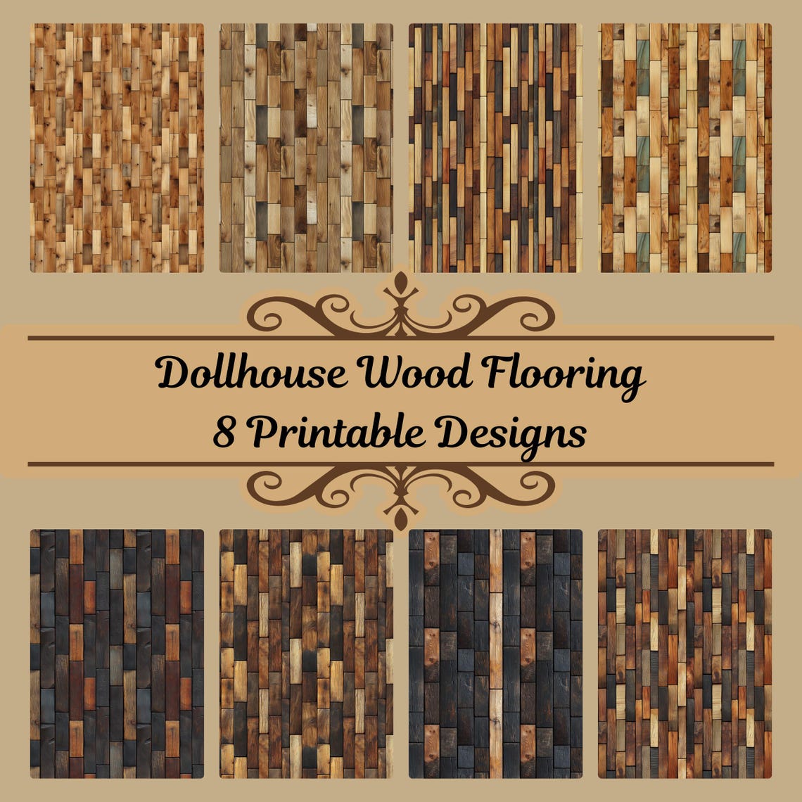Dollhouse Miniature Wood Flooring Printable, 112 Scale Rustic Barnwood