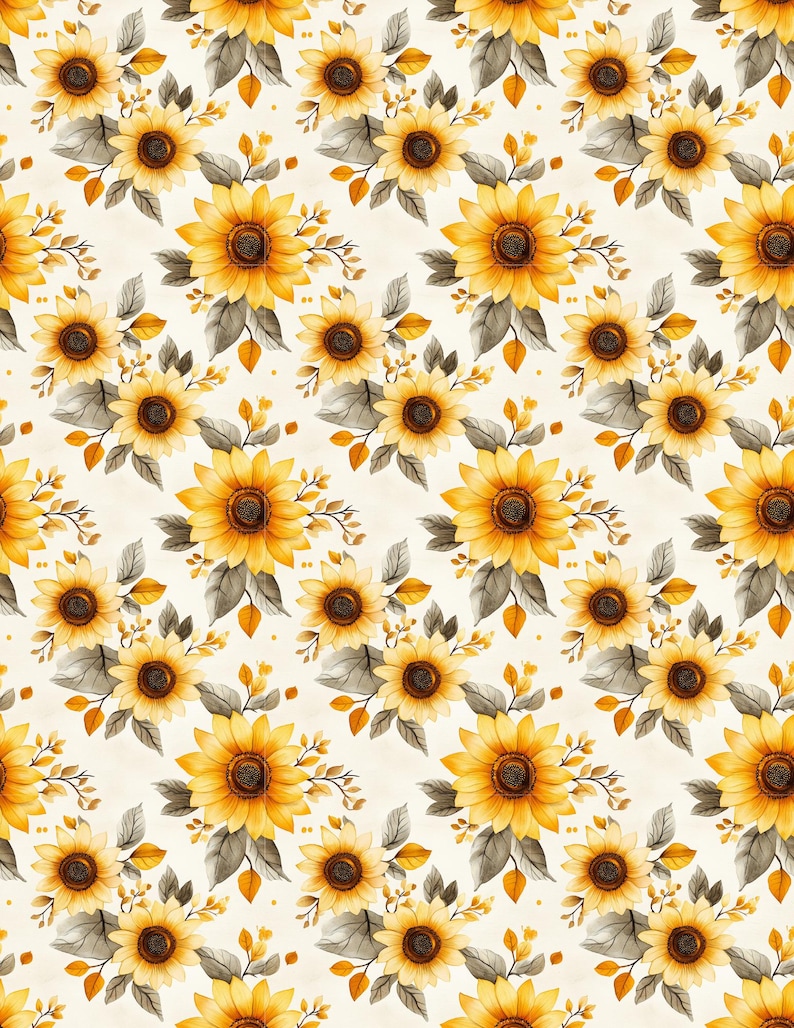 Sunflower Dollhouse Wallpaper, Printable Miniature Patterns (PDF) image 10