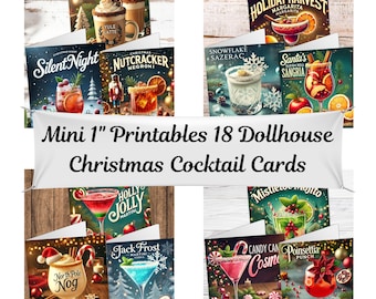Mini tarjetas navideñas para casa de muñecas de 2,5 cm (1 pulgada): 18 diseños (archivo PDF)