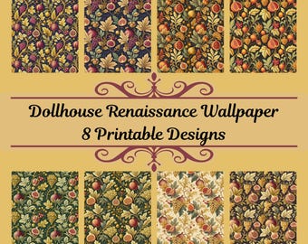 Renaissance Dollhouse Wallpaper, Fruit Tapestry Designs (PDF)