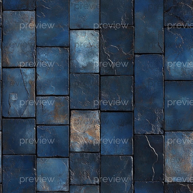 Dollhouse 1:12 Scale Ceramic Tiles x 8 A4 Printable Sheets - Navy Blue, Forest Green, Rustic Floor and Wall Patterns, Seamless Tile Design