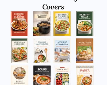 12 cubiertas de libros de cocina en miniatura para bibliotecas de casas de muñecas, descarga digital, libros diminutos, decoración para casas de muñecas