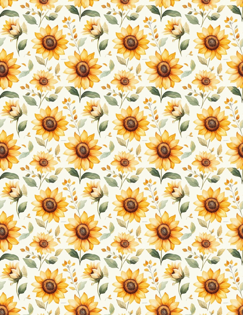 Sunflower Dollhouse Wallpaper, Printable Miniature Patterns (PDF) image 9