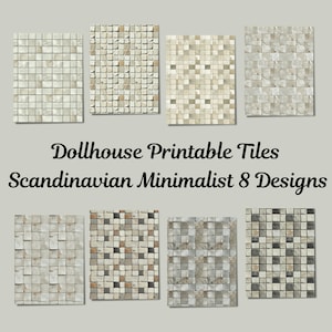 Set di piastrelle per casa delle bambole minimaliste scandinave, arte digitale, carta stampabile con download immediato, motivo senza soluzione di continuità, design per album di ritagli, pavimenti