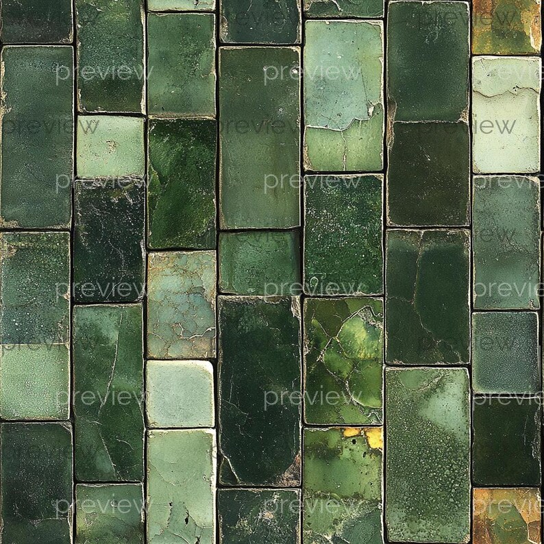 Dollhouse 1:12 Scale Ceramic Tiles x 8 A4 Printable Sheets - Navy Blue, Forest Green, Rustic Floor and Wall Patterns, Seamless Tile Design